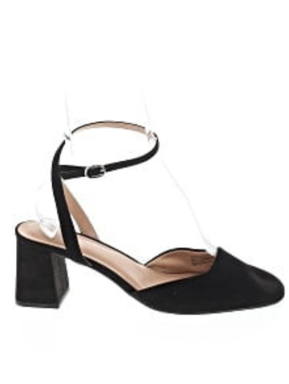 a new day Alexa Black Suede Block Heel Ankle-Strap Pump Size 6
